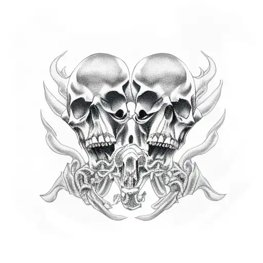 Standing Grim Reaper Holding Skulls