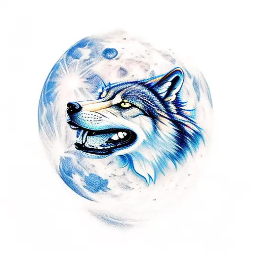 A Majestic Galaxy Wolf Howling At The Moon