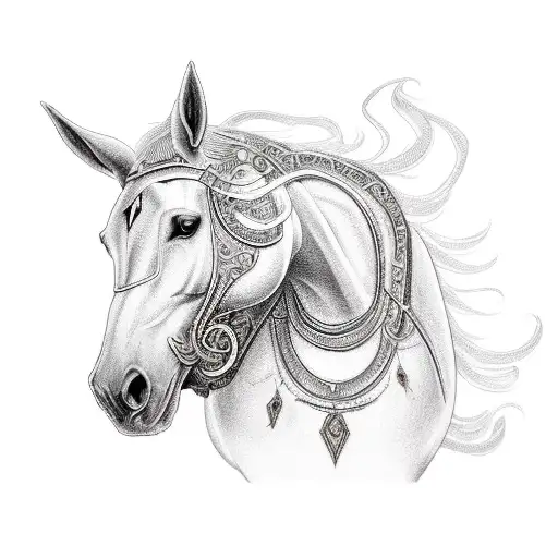 Epic Chariot With One Black Horse And One White Horse