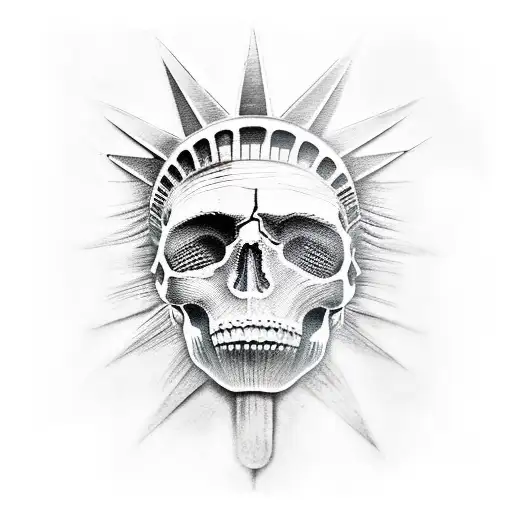 Statue Of Liberty Skull Melting Face