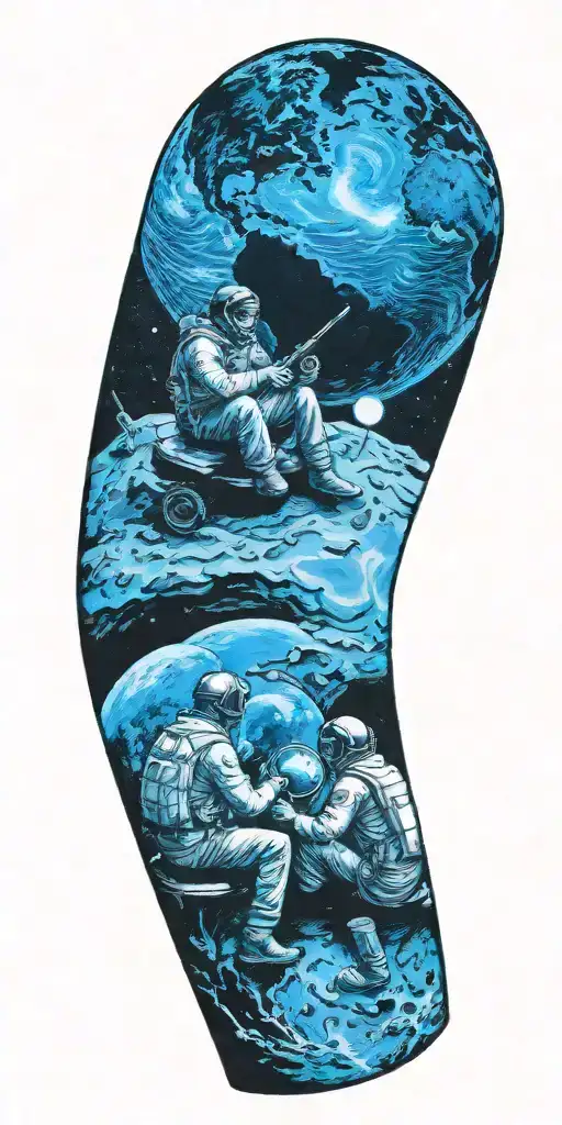 2 Brothers Sitting On The Moon Looking At Earth Globe Music