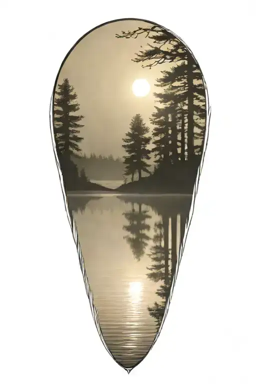 Cedar Forest Behind Water On A Golf Course With A Full Shining Sun