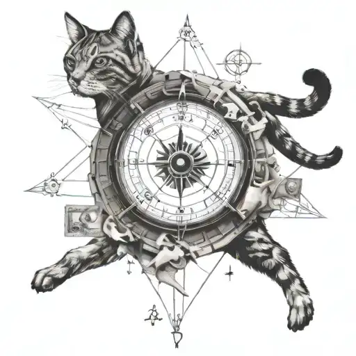 Balance Money Addiction Travel Compass Geometry Cat