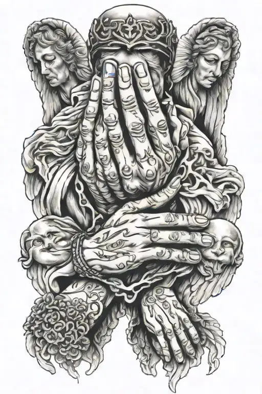 Praying Hands For Fate Life Death And Angel Family