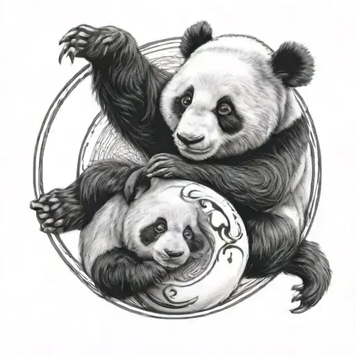 Pandas In Yin And Yang Symbol Intertwined