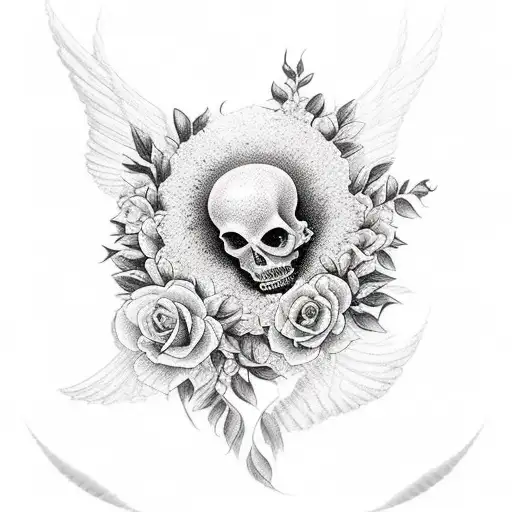 A Beautiful Angel Delicately Holding A Bouquet Of Roses And Surrounded By Buzzing Bees