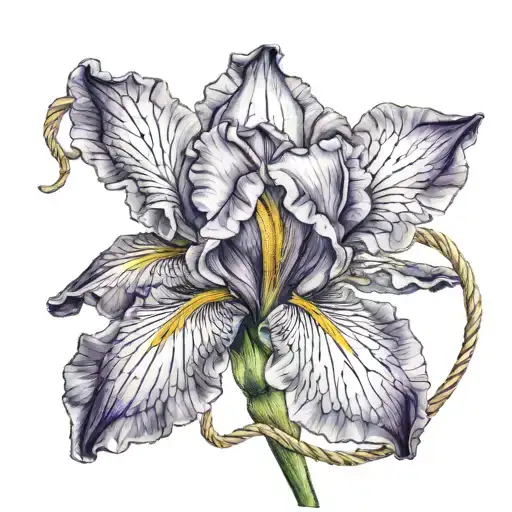 Iris Flower With Fishing String Being Held