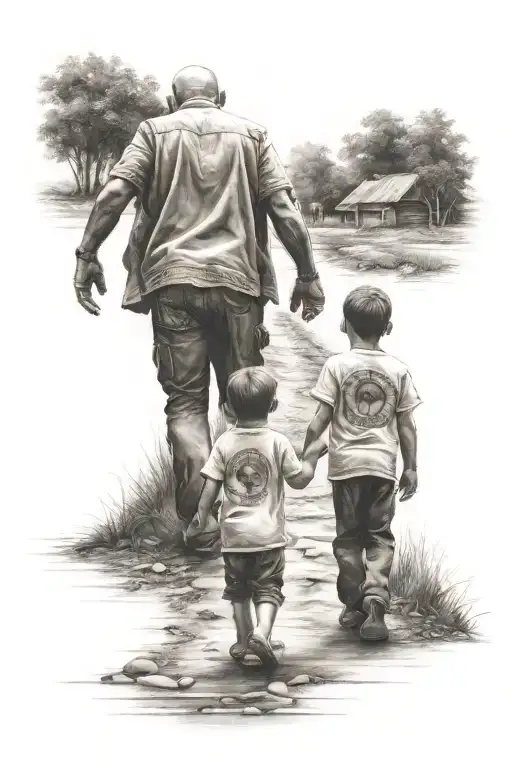 Parents And Son Back To Back Walking Hand In Hand Time