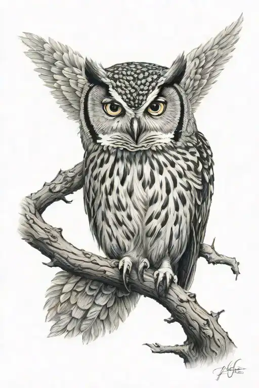 Realistic Owl On Shin