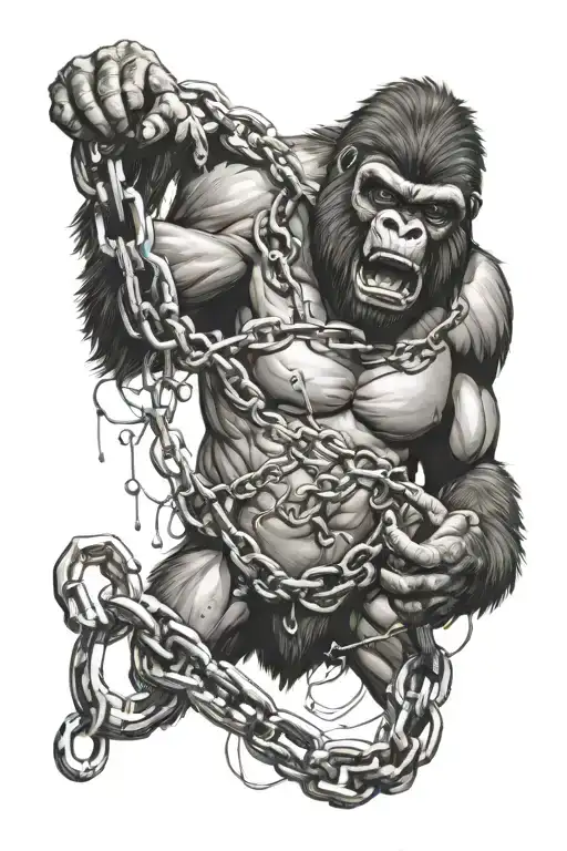 Gorilla Breaking Out Of Chain In Rage Beating On Its Chest