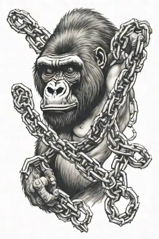 Gorilla Breaking Out Of Chain