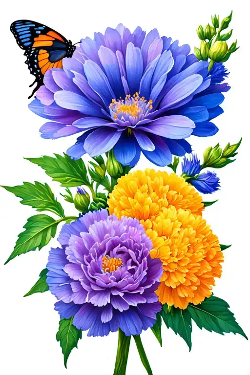 Flowers Butterfly Carnation Larkspur Crysanthemum Vibrant Mountain