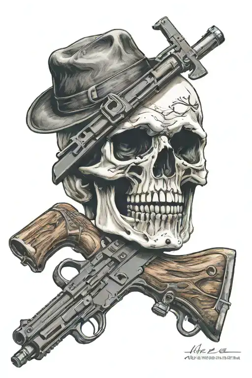 Hooligan Skull With Crossbones But Instead Of Crossbones An Ak-47 Gun And A Fist