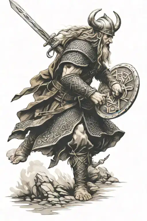 Viking Warrior Battling