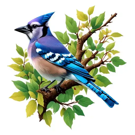 Blue Jay Perched On A Tree