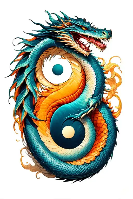 Yin And Yang Snake Chasin Dragon Arm Sleeve