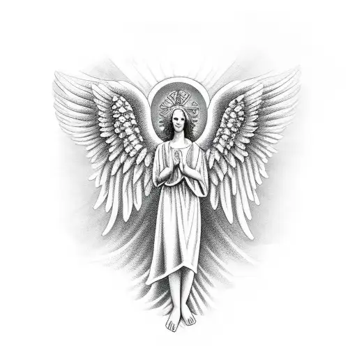 Angel With Holy Cross Background