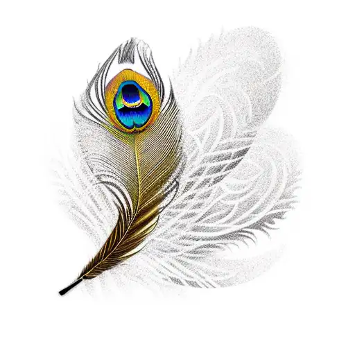 Gold Peacock Feather On Black Background