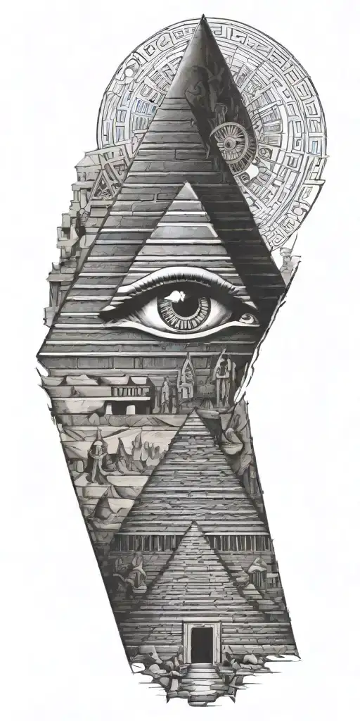 Egyptian Pyramid Include The Eye With Trr Of Life