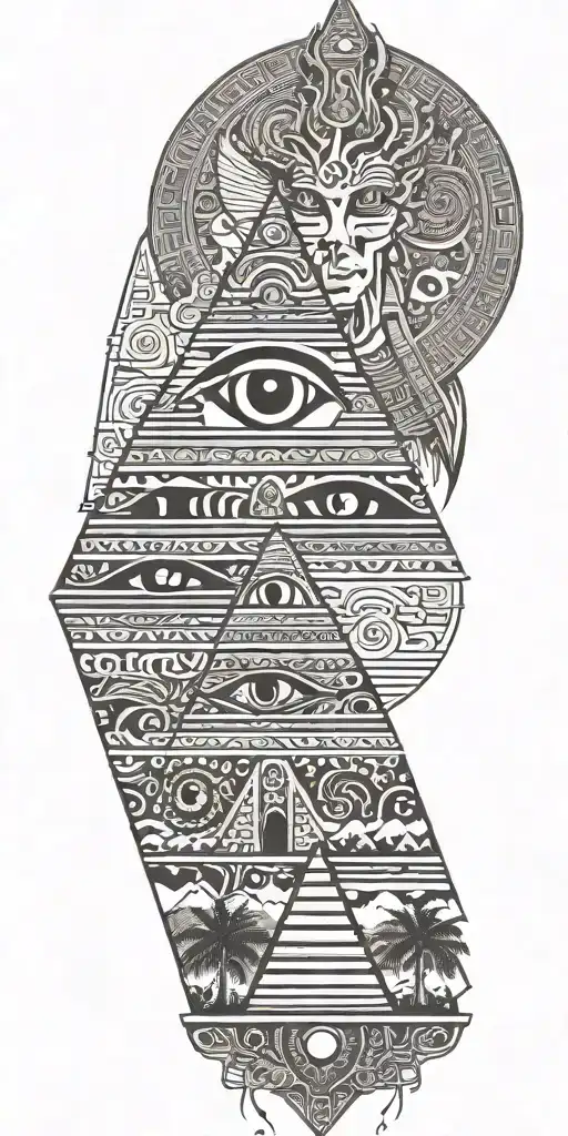Egyptian Pyramid Include The Eye With Tree Of Life