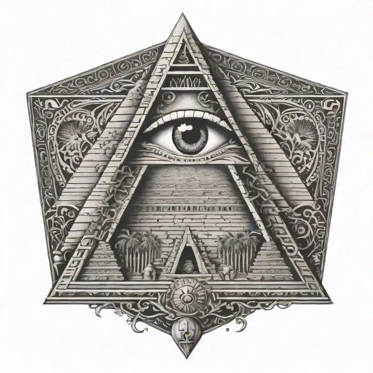 Egyptian Pyramid Include The Eye With Tree Of Life