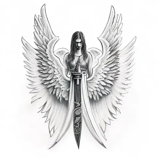 Warrior Holding A Guitar With Angel Wings On Their Back