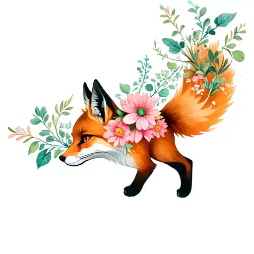 Fox Turning Into Flowers