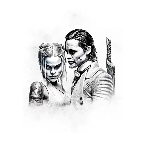 Jared Letto Joker And Margot Robbie Harley Quinn Greek Statue Style