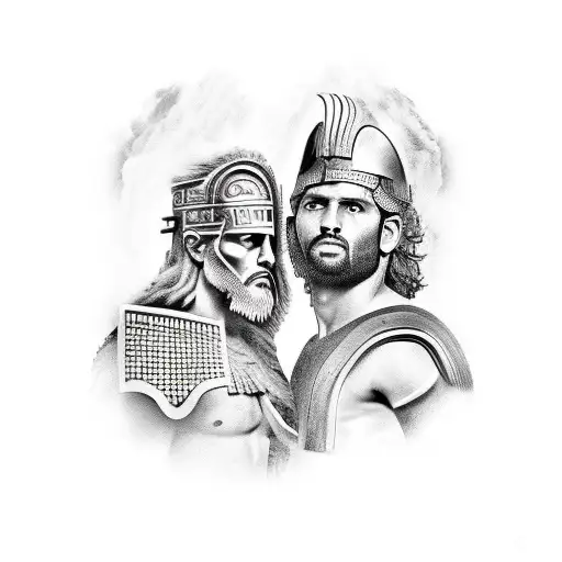 Greek Warrior Vs Lion In Colosseum