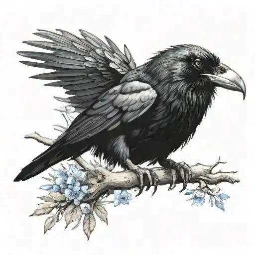 Raven Head With Blue Eye