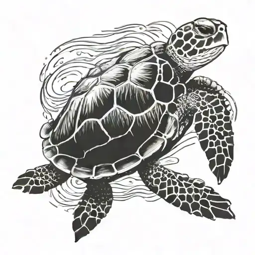 Hawaiian Turtle Swimming