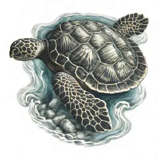 Hawaiian Sea Turtle Swimming