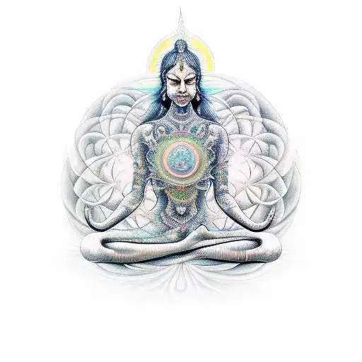 A Free-spirited Figure Meditating On Top Of Psychedelic Dunes