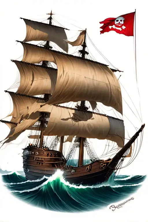 Pirate Nautical Stormy Seas