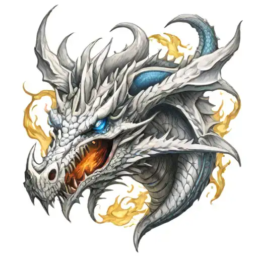Blue Eyes White Dragon Breathing Fire