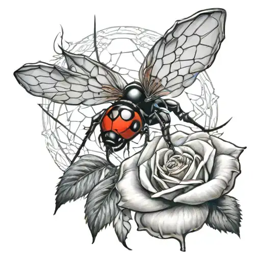 Black Widow With A Rose On The Back