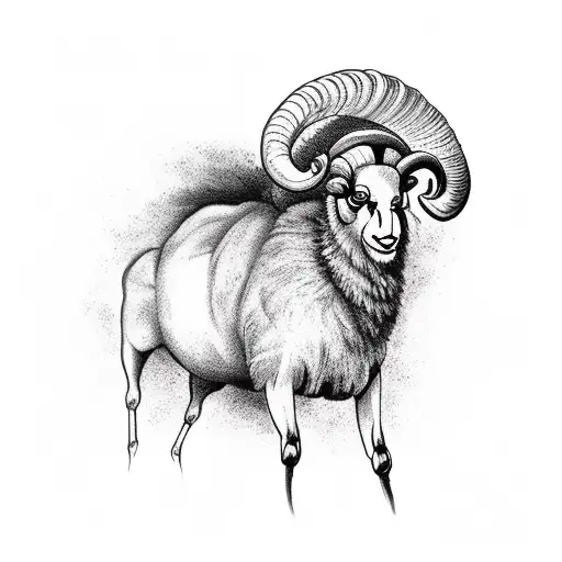 Black Dark Ram Standing In Back Legs