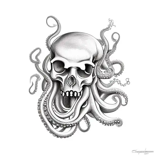 Octopus Going Through A Skull