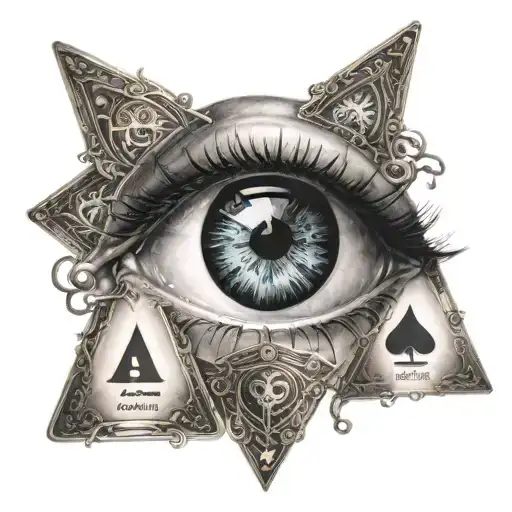 Eye With An Hourglass And Cards Forming The Shape