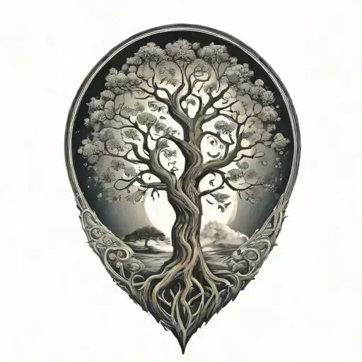 Tree Of Life With Day And Night Motifs