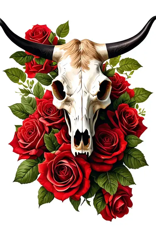 Cow Skull With Roses