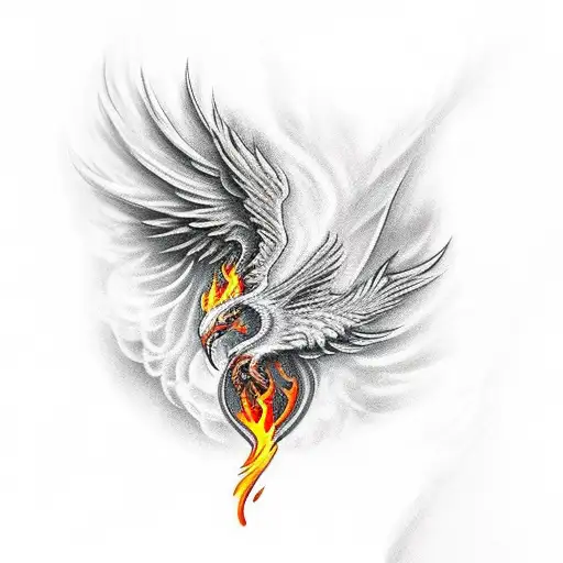 Phoenix Rising From Flames Detailed
