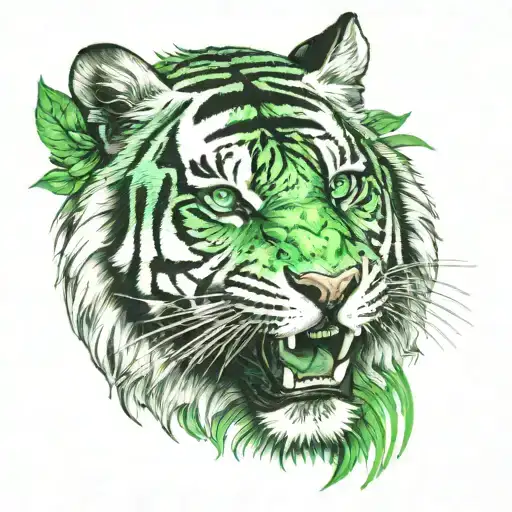 Green Eyed Tiger Head