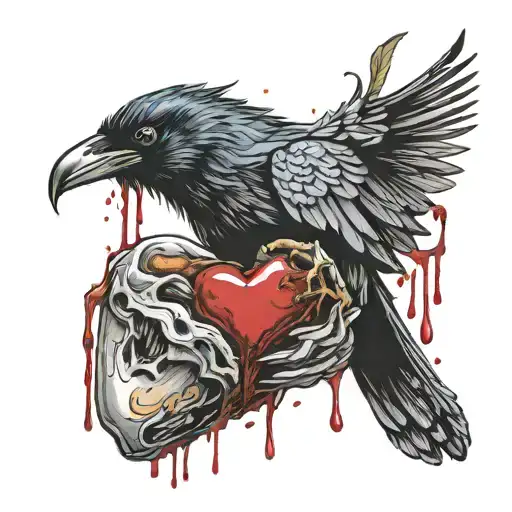 Raven Devouring A Heart That's Bleeding
