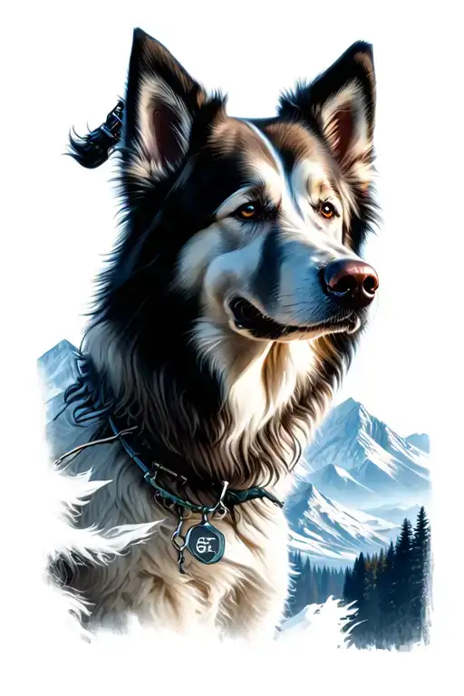 White Swiss Shepherd In Mountain Landscape