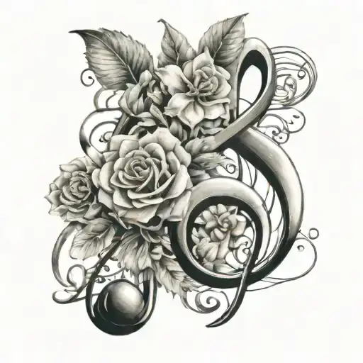 Music Notes And Flowers