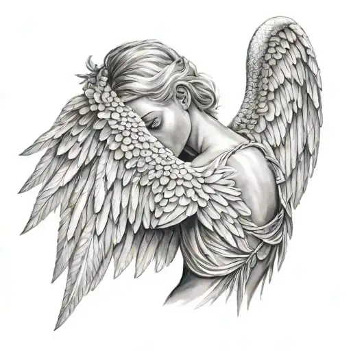 Portrait Angel With Big Wings On The Back