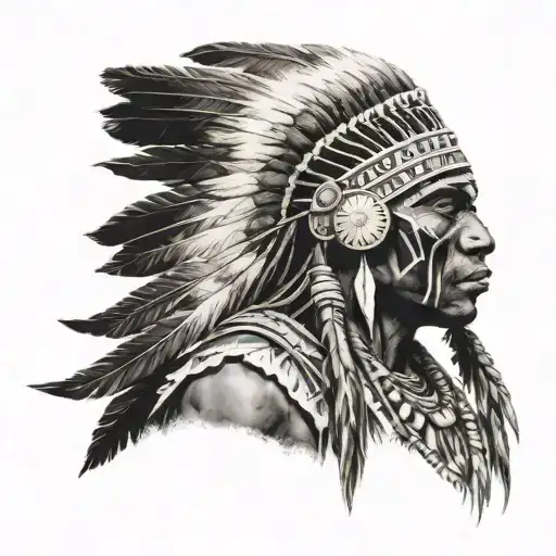 African Warrior With Native American Headress