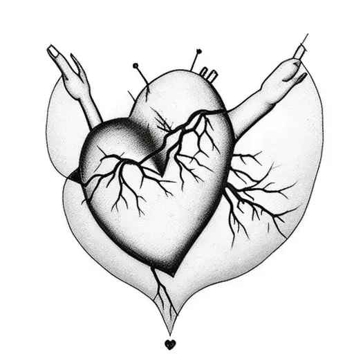 Sillouette Shaped Heart With A Woman Walking Through A Forest Inside It