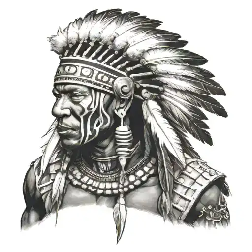 African Warrior With Native American Headress
